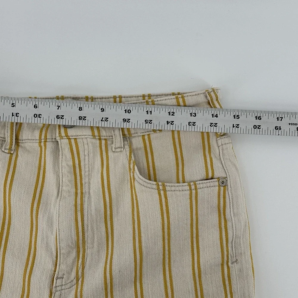Pilcro Anthropologie Cream Yellow Striped Denim Shorts Size 30 - Picture 9 of 14